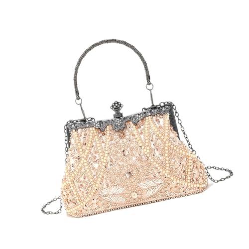 Anspruchsvolle Handgefertigte Perlenbilanz Geldbörse Mit Kiss Abschluss Umhängetasche Handtasche Für Hochzeit Und Galasabendtasche von Zuoeay