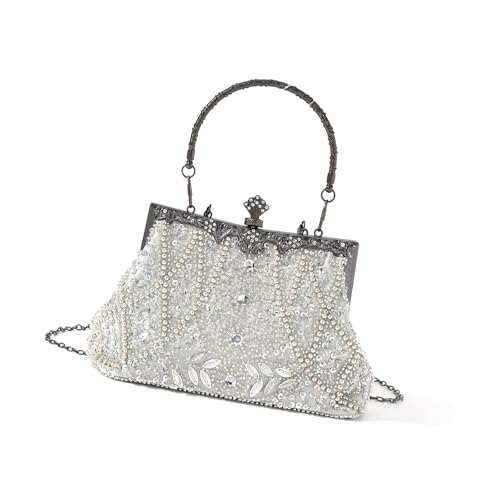 Anspruchsvolle Handgefertigte Perlenbilanz Geldbörse Mit Kiss Abschluss Umhängetasche Handtasche Für Hochzeit Und Galasabendtasche von Zuoeay