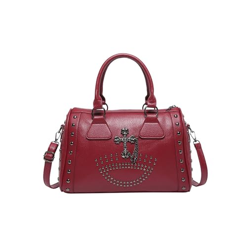 Besetzte Schädel Handtasche Punk Styles Umhängetasche Große Kapazität Schulter Farbenfrohe Mädchen Handtasche Leicht Zu Tragen Für Frauen Mit Gestreuteten Arzt von Zuoeay