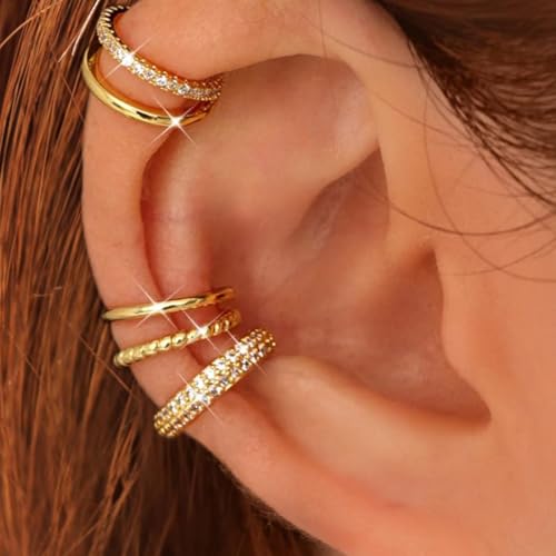 Clip Auf Knorpelohrringen Für Sensible Ohren 14K Gold Plattiert Verstellbarer Ohrmanschettenschmuck Frauen Mädchen Knorpelklammohrringe Frauen von Zuoeay