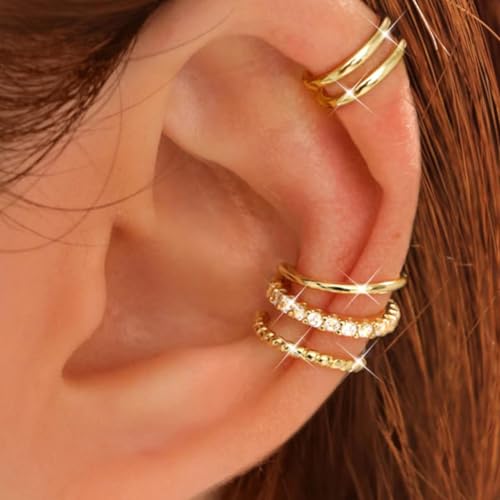 Clip Auf Knorpelohrringen Für Sensible Ohren 14K Gold Plattiert Verstellbarer Ohrmanschettenschmuck Frauen Mädchen Knorpelklammohrringe Frauen von Zuoeay