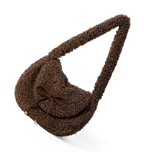 Damen Winter Umhängetasche Plüsch Unterarm Korean Styles Achselhilfe Schöne Bögen Handtaschen Und Geldbörse Frauen Handtasche Bögen Achsel von Zuoeay