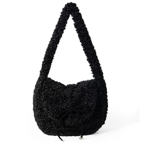 Damen Winter Umhängetasche Plüsch Unterarm Korean Styles Achselhilfe Schöne Bögen Handtaschen Und Geldbörse Frauen Handtasche Bögen Achsel von Zuoeay