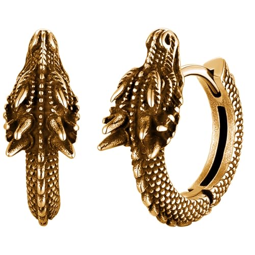 Edelstahl Dragon Hoop Ohrringe Edelstahlohrohrstollen Unisex Schmuck Stilvoll von Zuoeay