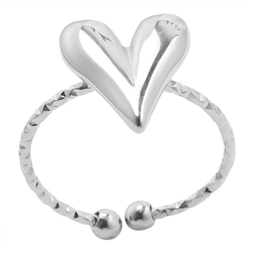 Edelstahl Offene Ringe Zauberer Liebe Herz Mode Verstellbare Öffnung Für Jeden Anlass Herzförmiges Accessoire Geeignet von Zuoeay
