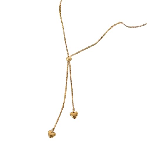 Einfacher Doppelherzen Zauber Halskette Einstellbare Länge Schlüsselbeinketten Schmuck Für Frauen Stilvoll von Zuoeay
