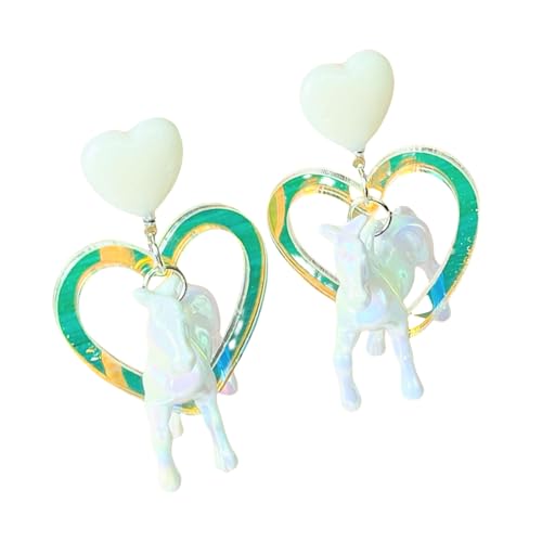 Elegante Acrylherzpferde Hangle Ohrringe Moderne Herzpferde Drop Schmuck Stilvolle Dangle Ohranhänger Farbenfroh von Zuoeay