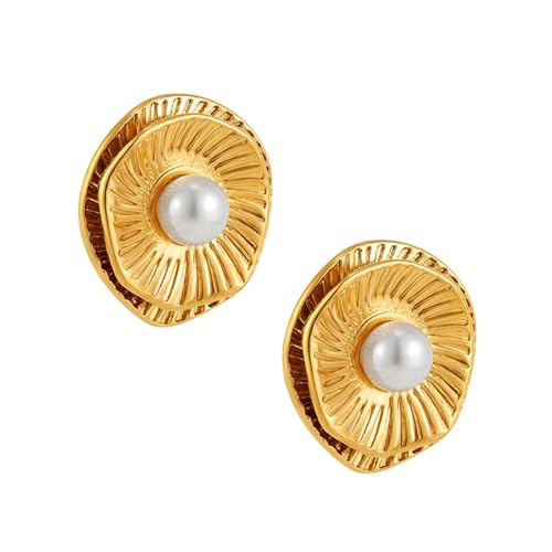 Elegante Doppelschicht Perlen Ohrringe Accessoire Für Frauen Handwerk Von Robusten Vergoldeten Edelstahlmaterialien Edelstahlschmuck von Zuoeay