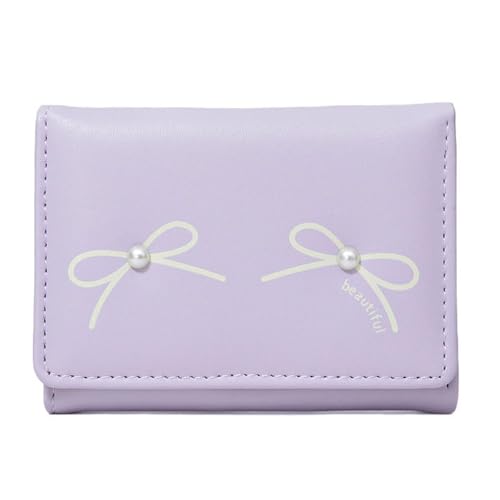 Elegante Mädchen Brieftasche Mit Schleifen Und Kunstperlen Kompakte Kurzmünze PU Leder Brieftaschen Für Den Täglichen Gebrauch PU Leder Brieftasche von Zuoeay