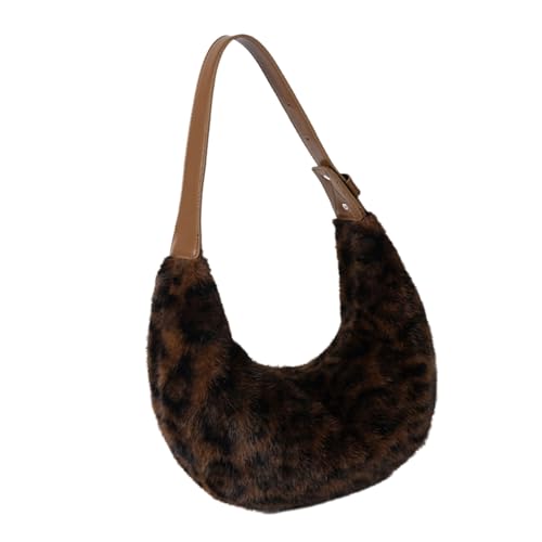 Elegante Plüsch Umhängetasche Für Frauen Mit Leoparden Druck Und Weiche PU Leder Handtasche Winter Mode Unterarmtaschen Frauen Geldbeutel von Zuoeay
