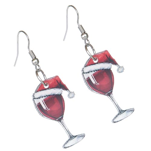 Festival Acrylohrringe Mit Weinglas Oder Weihnachtskleidermuster Party Stilvoller Ohrhörer Für Frauen Statement Statement von Zuoeay