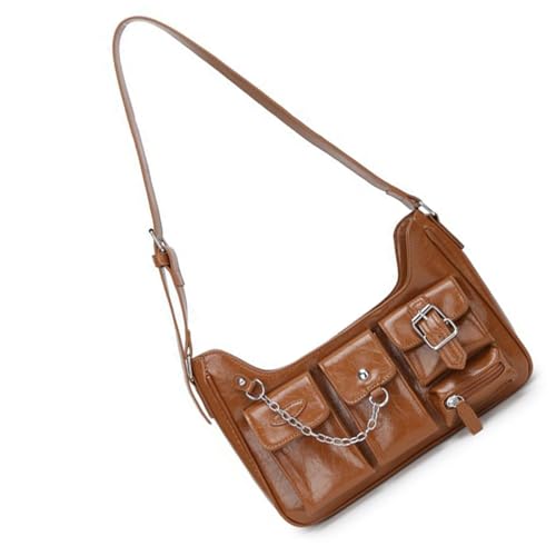 Frauen Ästhetische Umhängetasche Große Kapazität Crossbody Einfache Grunge PU Leder Boten Für Tägliche Reisen Frauen Große Kapazität Schulter Grunge Multi Pockets Crossbody von Zuoeay