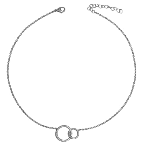 Frauen Mode Halskette Robuster Messing Dünne Kette Zauberer Doppel Hoop Anhänger Juwely Für Trendige Damen Tägliche Verwendung Modeschmuck von Zuoeay