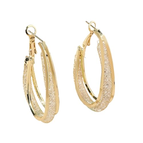 Große Legierungs Hoop Ohrringe Anspruchsvolles Großes Netz Für Moderne Frauen Bequemer Ohrschmuck Farbenfrohe Auswahl von Zuoeay
