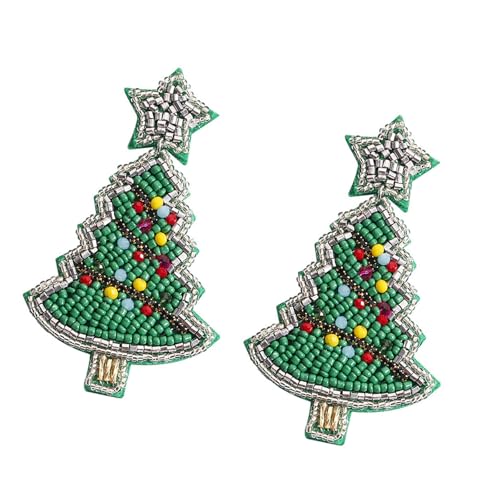 Handgefertigte Perlen Hörsteine ​​Weihnachtsbaumohrringe Mode Festliche Ohrzubehör Geschenk Für Freund Und Familien Saisonschmuck Für Frauen von Zuoeay