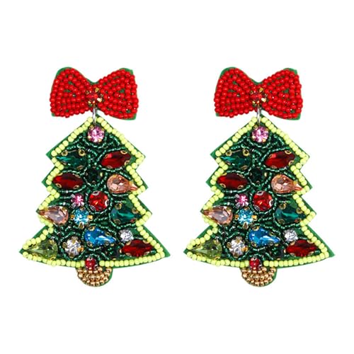 Handgefertigte Perlen Hörsteine ​​Weihnachtsbaumohrringe Mode Festliche Ohrzubehör Geschenk Für Freund Und Familien Saisonschmuck Für Frauen von Zuoeay