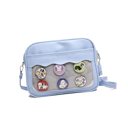 Japanische Stile Crossbody Tasche = PU Leder Itabag School Große Kapazität Schulter Klare Pin Display Klar Pin Display PU Leder Schulterkreuzbody School von Zuoeay