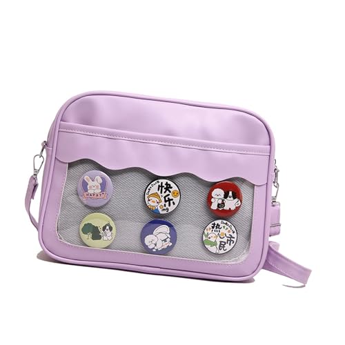 Japanische Stile Crossbody Tasche = PU Leder Itabag School Große Kapazität Schulter Klare Pin Display Klar Pin Display PU Leder Schulterkreuzbody School von Zuoeay