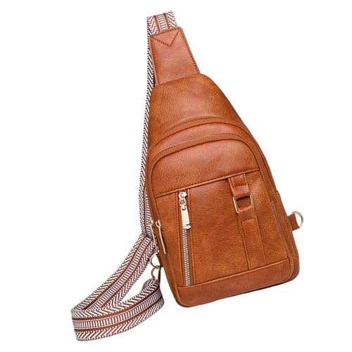 Kleine Brusttasche Rucksack PU Leder Crossbody Casual Schulter Reise Daypacks Für Unisex Frauen Männer Brust Teenager Schulter PU Leder Crossbody von Zuoeay