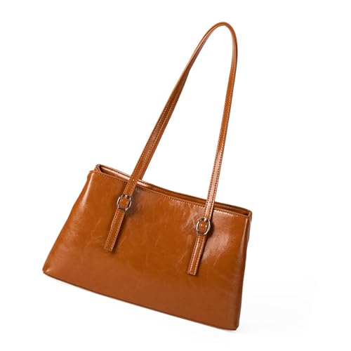 Koreanische Stile Modische Umhängetasche Öl Glänzend PU Leder Pendeln Lässig Retro Große Kapazität Unterarm Für Frauen PU Lederhandtasche von Zuoeay