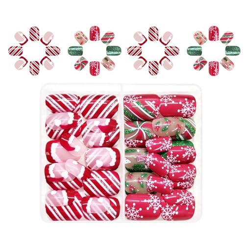 Linien Vollständige Cover Kleben Auf Nägel Künstliche Glitzernde Falsche Weihnachtspresse Für Frau Mädchen Kurze Presse Leitungen Voller Cover Stick Weihnachten Falsch von Zuoeay