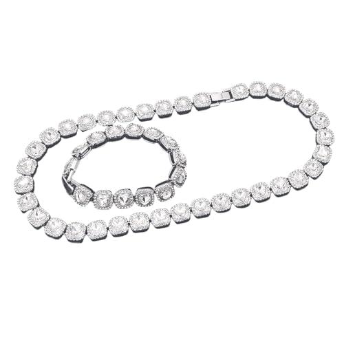 Männer Link Kette Set Strasses Juwely Mode Halskette Und Armbandlegierung Textur Für Mode Enthusiasten Hip Hop Schmuck Vorhanden von Zuoeay