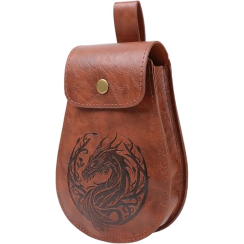 Mittelalterliche Gürtelbeutel Mit Einstellbarem Riemen Für Münzschlüsseln Essential PU Leder Tailentasche Unisex Cosplay Kostüm Zubehör Taillenpackung von Zuoeay