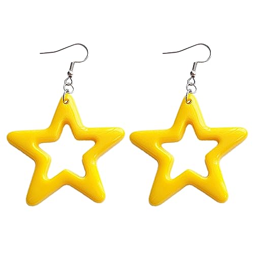 Mode Dangle Ohrringe Hoop Einfache Hohle Acrylstar Anhänger Statement Schmuck Für Frauen Mädchen Drop Schmuckzubehör Party von Zuoeay
