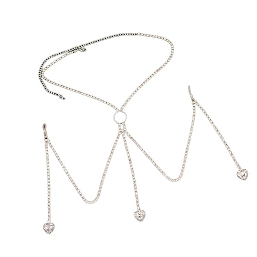 Mode Zeitgenössische BH Kette Silber/Gold M Figur Teardrop Herzkörperdekoration Party Verschleiß Unterwäsche Accessoire Trendy Body Kette Für Frauen von Zuoeay