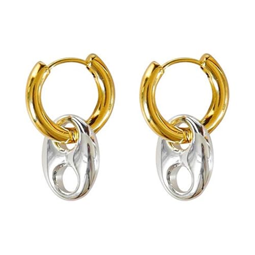 Moderne Zwei Ton Gold Und Silberrundohrring Für Vielseitiges Styling Personalisieren Sie Accessoire Und Individuelle Ausdrucksstörung Ohrring von Zuoeay