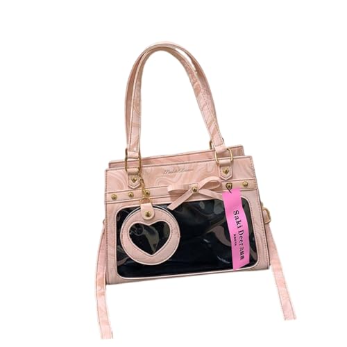 PU Leder Itabag Bögen Crossbody Bag Schülerschule Japanische Stil Schulter Uniform Handtasche Für Stecknadel Ausstellung Großer Kapazität Itabag Clear Pin Display Handtasche Schulter Crossbody von Zuoeay