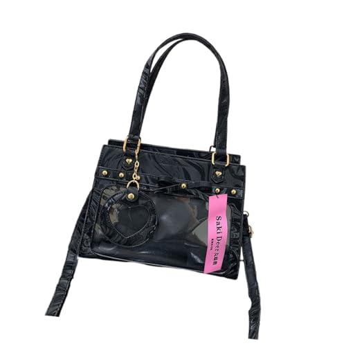 PU Leder Itabag Bögen Crossbody Bag Schülerschule Japanische Stil Schulter Uniform Handtasche Für Stecknadel Ausstellung Großer Kapazität Itabag Clear Pin Display Handtasche Schulter Crossbody von Zuoeay