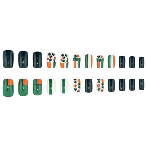 Patrick's Day Press Auf Nägeln Mit Einzigartigen Grünen Shamrock Designs Urlaubsthema Auf Nägeln Für Frauen Und Mädchen 24PCS Patrick's Day Nail Art von Zuoeay