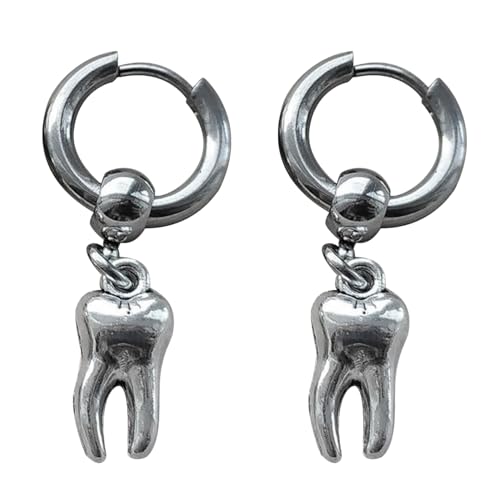 Punk Zahnstollen Ohrringe Für Frauen Männer Gothic Korean Fashion Grunge Charme Nietkette Kette Hoop Schmuckzubehör Hoop von Zuoeay