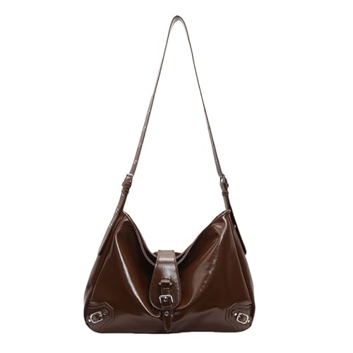 Raffinierte Umhängetasche Mit Einzigartigem Punk Schnallen Für Moderne Frauen Vintage PU Leder Großer Crossbody Handtasche Punk Styles Satchel von Zuoeay