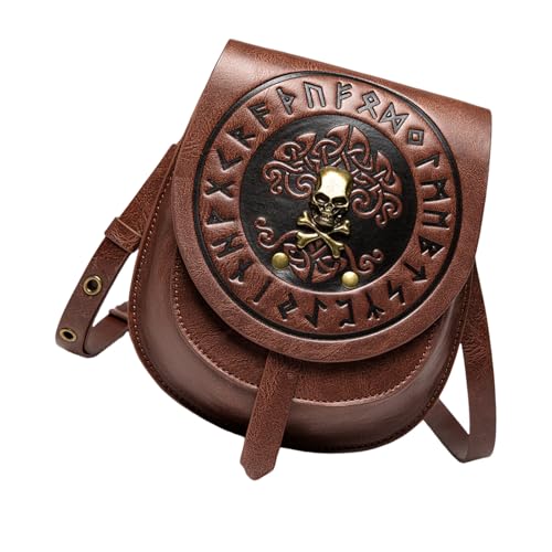 Retro Inspirierte Europäische Mittelalterliche Damensandtasche Retro PU Leder Taillen Taschen Schulter Geldbeutel Crossbody Geldbörse Gothic Black Satchel von Zuoeay