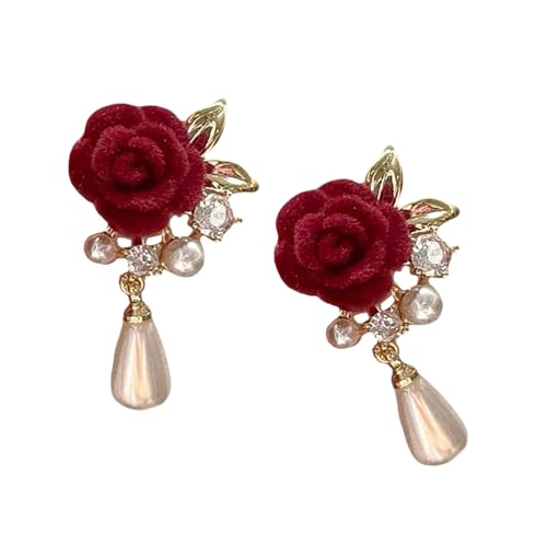 Rosenohrringe Mit Quasten Und Rose Perlen Anhänger Frauen Schmuck Tropfen Für Tägliche Kleidung Party Statement von Zuoeay