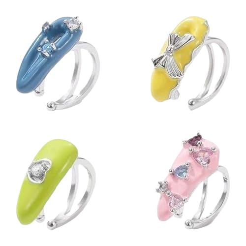 Set Von 4 Stilvollen Ohrclips Ohne Piercing Erforderte Lebendige Farbfarbe Tierblumenstern Designs Für Besondere Anlässe Modischer Clip An Ohrringen von Zuoeay
