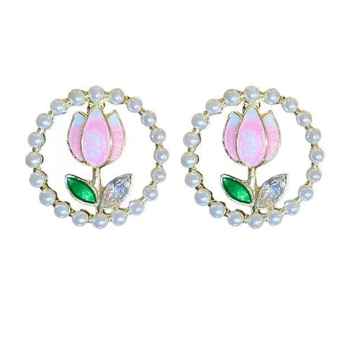 Stilvolle Blumenohrringe Tragbares Accessoire Für Frauen Kristalle Stein Und Nachahmung Perlen Stollen Mit Strasssteinen Kristalle Steinschmuck von Zuoeay
