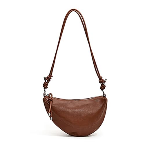 Stilvolle Damen Feste Farbe Knödel Umhängetasche Mit Verstellbarem Riemen Mode Retro PU Leder Reißverschluss Crossbody Geldbörse Mode PU Lederumbeltasche von Zuoeay