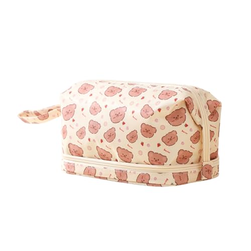 Stilvolle Kosmetische Beutel Für Frauen Und Mädchen Große Makuep Tasche Doppelschicht Toilnschicht Hülle Tragbarer Speicher Organisierter Make Up Tasche von Zuoeay