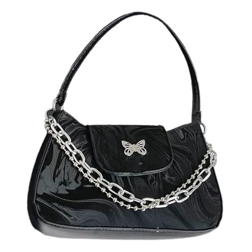 Stilvolle PU Leder Ladies Umhängetasche Lässige Handtasche Mit Schmetterling Verzierung Koreanische Mode Unterarm Geldbörse Retro PU Ledertasche von Zuoeay