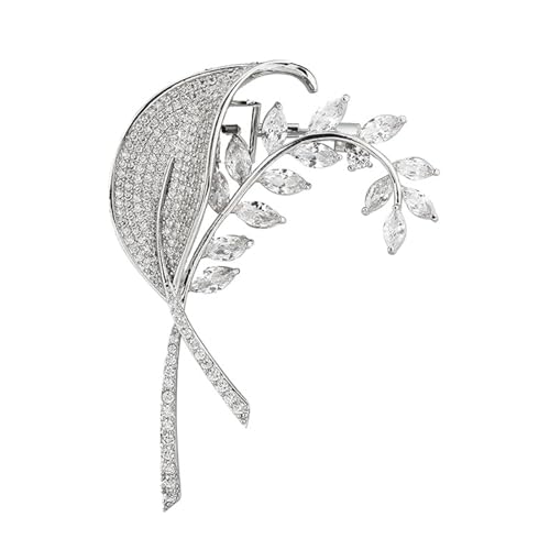 Stylische Ginkgos Blatt Brosche Elegante Blumenmuster Brosche Mit Funkeln von Zuoeay