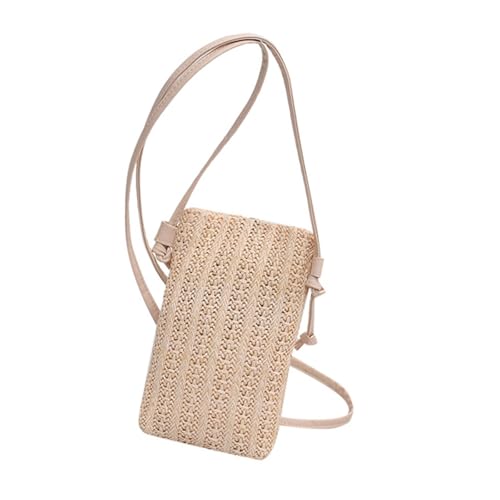 Trendige Frauenleichte Mit Handgewebten Strohhandtasche Mit Geräumiger Fach Umhängetasche Crossbody Tasche Solid Color Satchel von Zuoeay