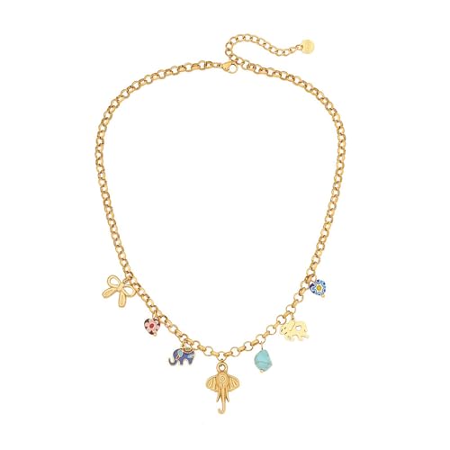 Trendy Elefant Anhänger Halskette Türkis Perlen Herz Charme Heckkettenschmuck Accessoire Für Mode Forward Women Pearls Juwely von Zuoeay