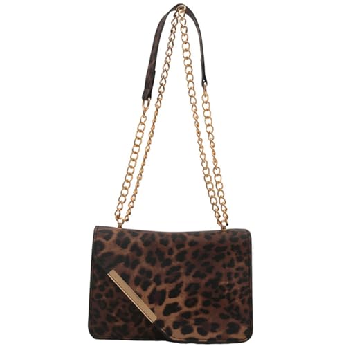 Trendy Leoparden Druckhandtasche Mit Ketten Schulterstrao PU Leder Crossbody Taschen Für Partys Und Lässige Outings Crossbody Tasche Für Frauen von Zuoeay