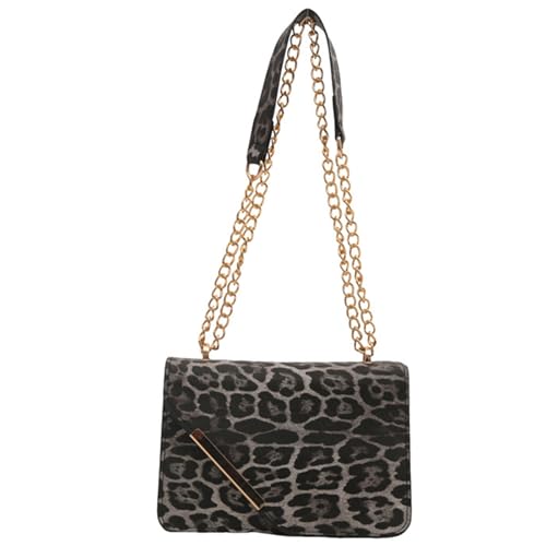 Trendy Leoparden Druckhandtasche Mit Ketten Schulterstrao PU Leder Crossbody Taschen Für Partys Und Lässige Outings Crossbody Tasche Für Frauen von Zuoeay