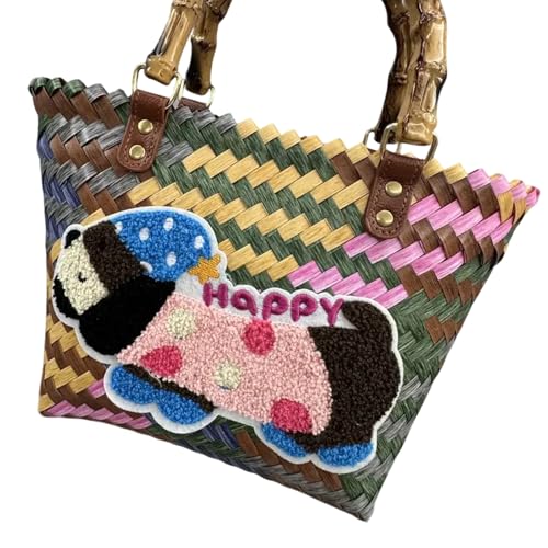 Vintage Styles Dackel Hundemuster Handtasche Multi Farb Gewebtes Design Großer Kapazität Pendlertasche Für Frauen Stilvolle Frauenhandtasche von Zuoeay