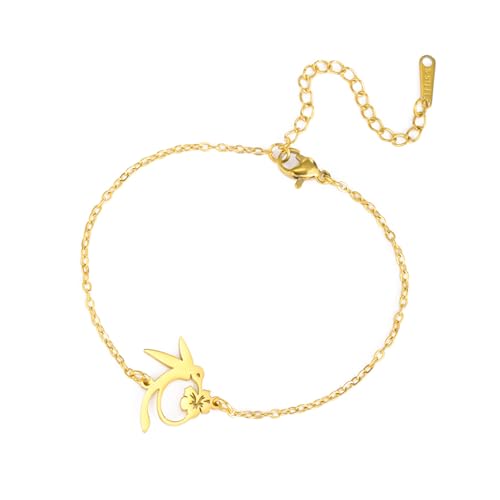 Zögern Hummiingbird Anhänger Armband Einstellbare Länge Handchain Styles Wristchain Handgefertigt Feminin Accessoire Gold Plated Armreifen von Zuoeay