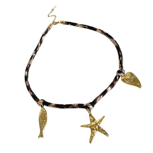 Zuoeay Allergiefestes Halskette Mit Goldenen Und Leopardendruckkabel Stilvolle Nackenkette Für Verschiedene Gelegenheiten Gold Plated Heart Pendant von Zuoeay